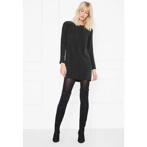Anine Bing NWT Midnight Rhinestone Studded Long Sleeve Mini Dress Small